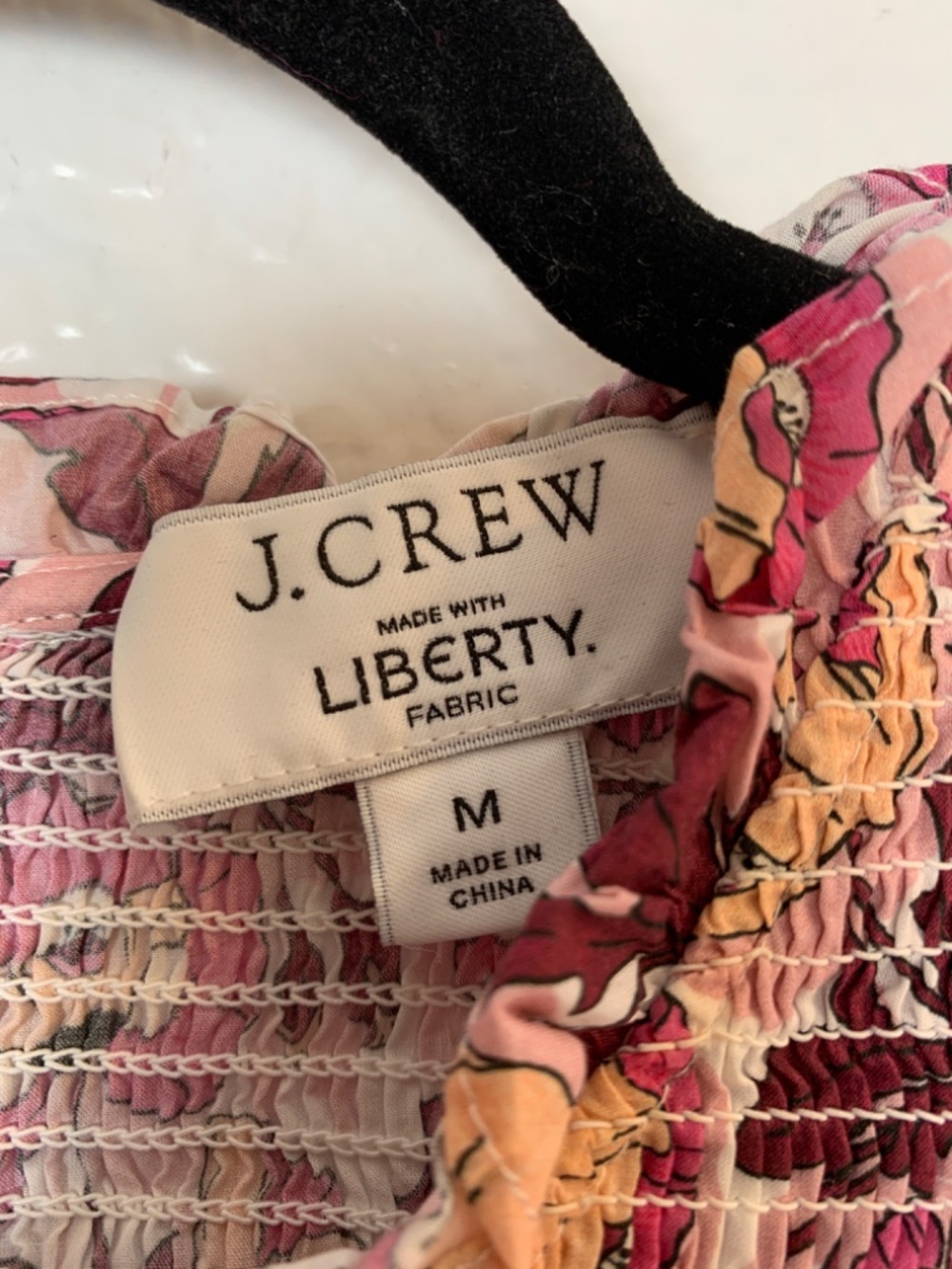 J. Crew Liberty Butterfield Poppy Cotton Blouse Medium Floral Smocked Pink - Picture 3 of 16